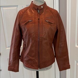 Caramel Brown Soft Leather Fitted Jacket